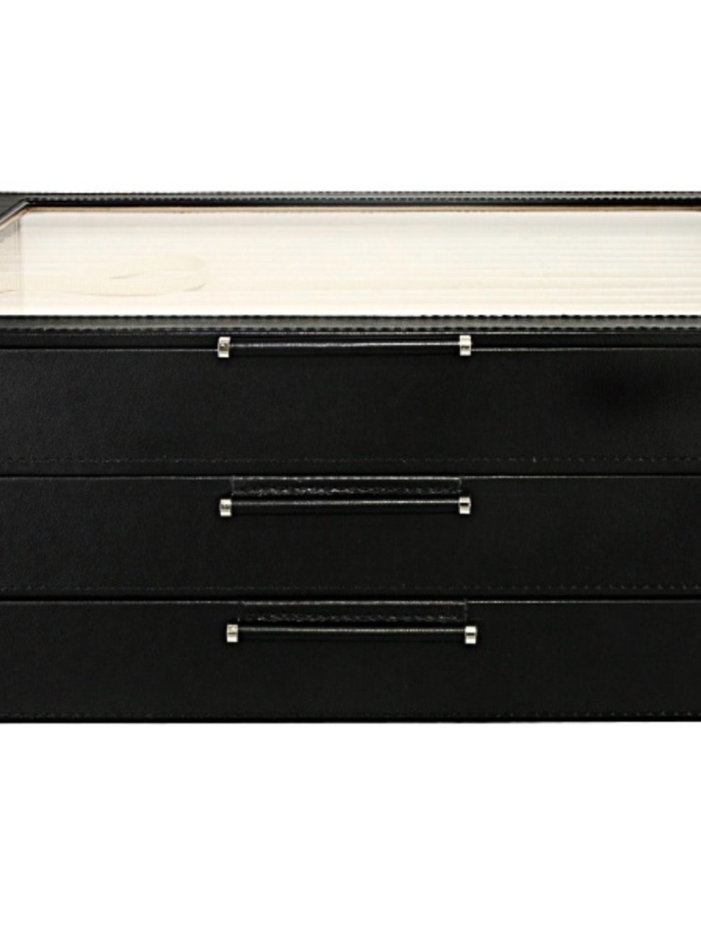 WOLF Medium 3-Tier Jewelry Box with Window and LusterLoc in Black - Picture 2 of 2
